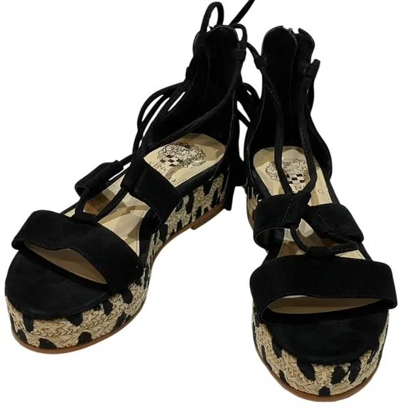 VINCE CAMUTO KELLIA LEOPARD PRINT PLATFORM ESPADRILLE SANDALS SZ 7.5 MED EUC - Picture 8 of 15
